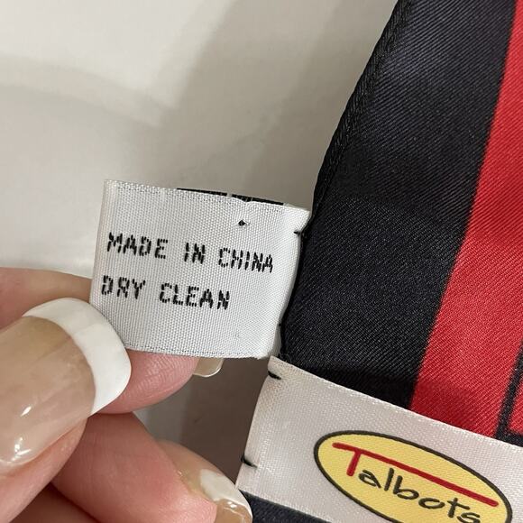 Talbots 100% Silk Scarf Red Navy Floral 12” X 60” Oblong Rectangle Versatile EUC - Picture 6 of 8